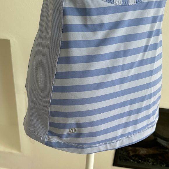 Lululemon Athletica Blue and White Striped Crossback Tank - Picture 3 of 7